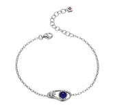 Sterling Silver Bracelet w/ One Genuine Blue Opal & Moissanite -8"